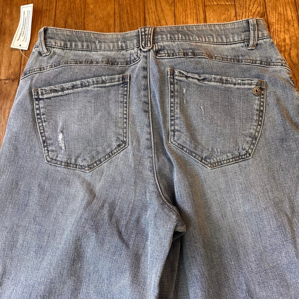 Democracy Ab Solution Skyrise Wide Leg Jeans Womens 12 High Rise Distressed Blue - Picture 7 of 7